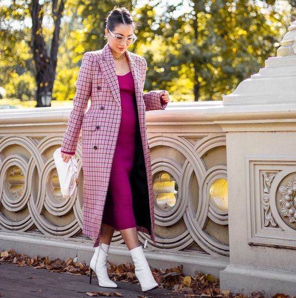 Pink Plaid Pea Coats